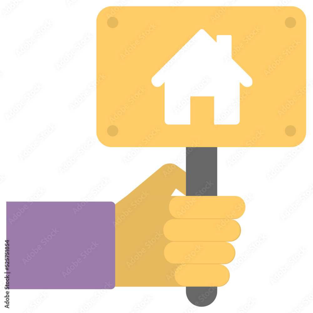 Property Signboard Flat Colored Icon Property Signboard Flat Colored Icon