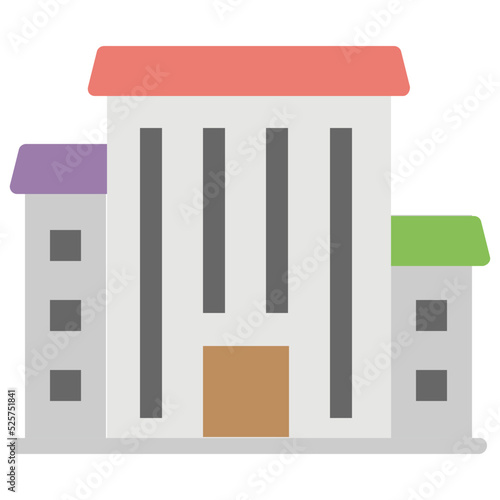 Multistorey Building Flat Colored Icon