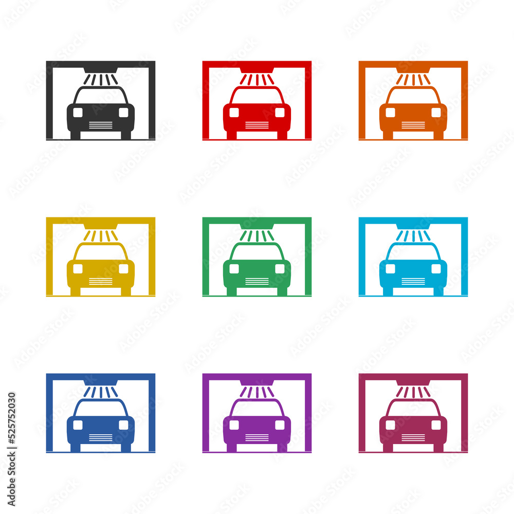 Car wash icon isolated on white background. Set icons colorful Car wash icon isolated on white background. Set icons colorful