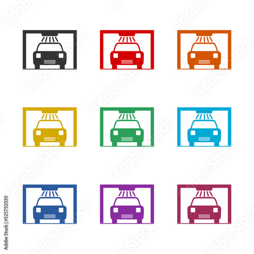 Car wash icon isolated on white background. Set icons colorful