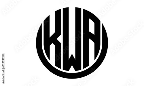 KWA three letter circle logo design vector template.  monogram symbol on black & white.