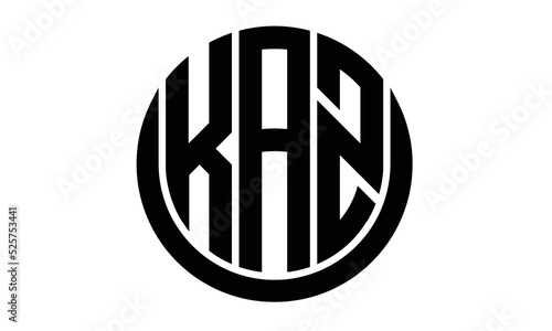 KAZ three letter circle logo design vector template.  monogram symbol on black & white.
