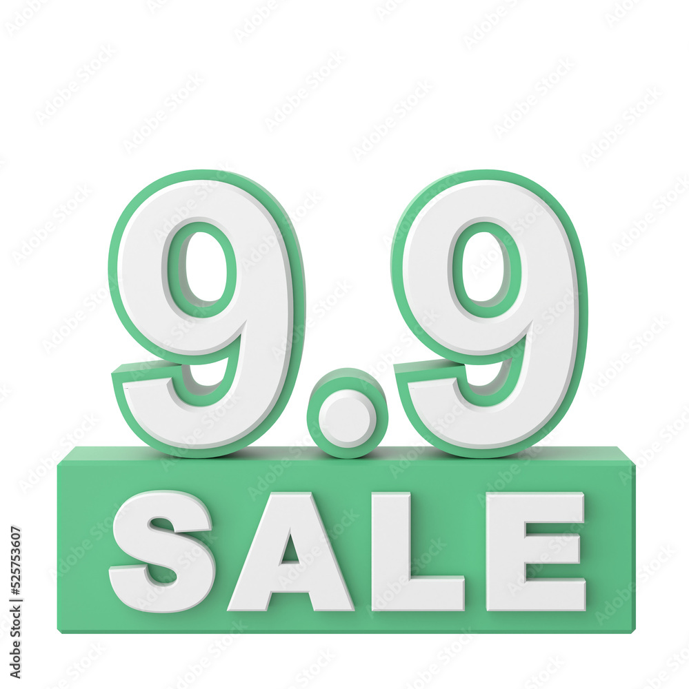 9.9 sale banner decoration. 3D illustration. 9.9 sale banner decoration. 3D illustration.