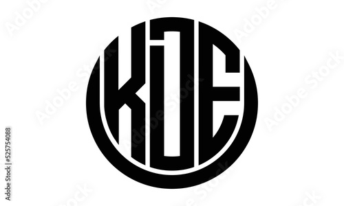 KDE three letter circle logo design vector template.  monogram symbol on black & white. photo