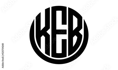 KEB three letter circle logo design vector template.  monogram symbol on black & white.