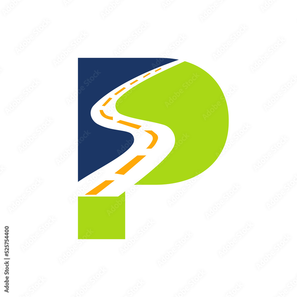 Letter P Transportation Logo Based On Road Path Symbol Vector Template Letter P Transportation Logo Based On Road Path Symbol Vector Template