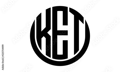 KET three letter circle logo design vector template.  monogram symbol on black & white.