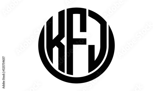 KFJ three letter circle logo design vector template.  monogram symbol on black & white. photo