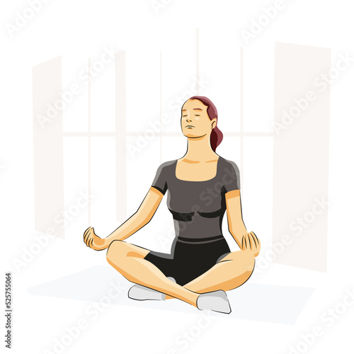 Woman meditate calmly in yoga controlling emotion