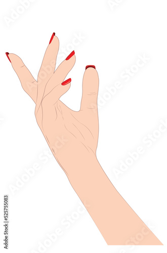 Caucasian hand with red nails