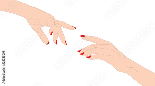 Caucasian hand with red nails