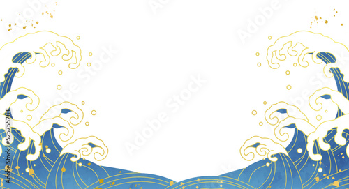 水彩の波しぶきのベクターイラスト背景(art)