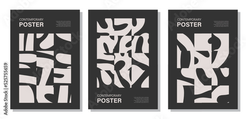 Set of minimalist wall art posters with abstract contemporary style collage