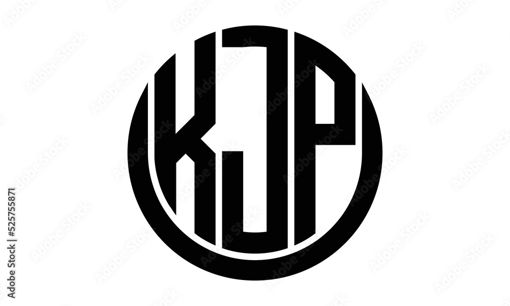 KJP three letter circle logo design vector template. monogram symbol on
