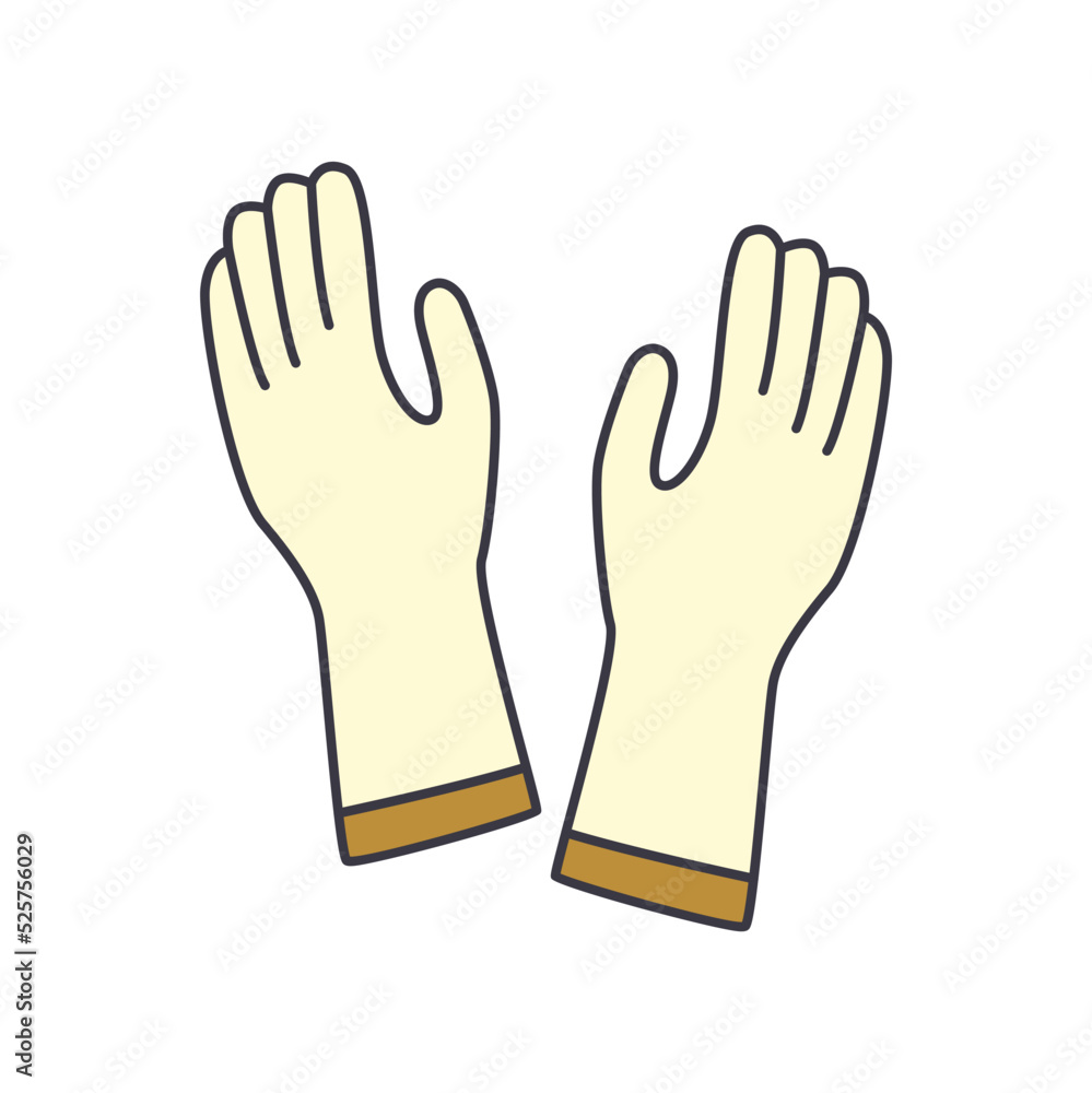 Cleaning gloves rubber icon in color, isolated on white background Cleaning gloves rubber icon in color, isolated on white background