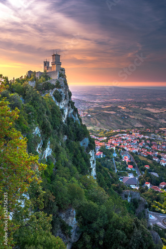 Castle of San Marino, in sunset colors.