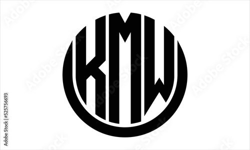 KMW three letter circle logo design vector template.  monogram symbol on black & white. photo