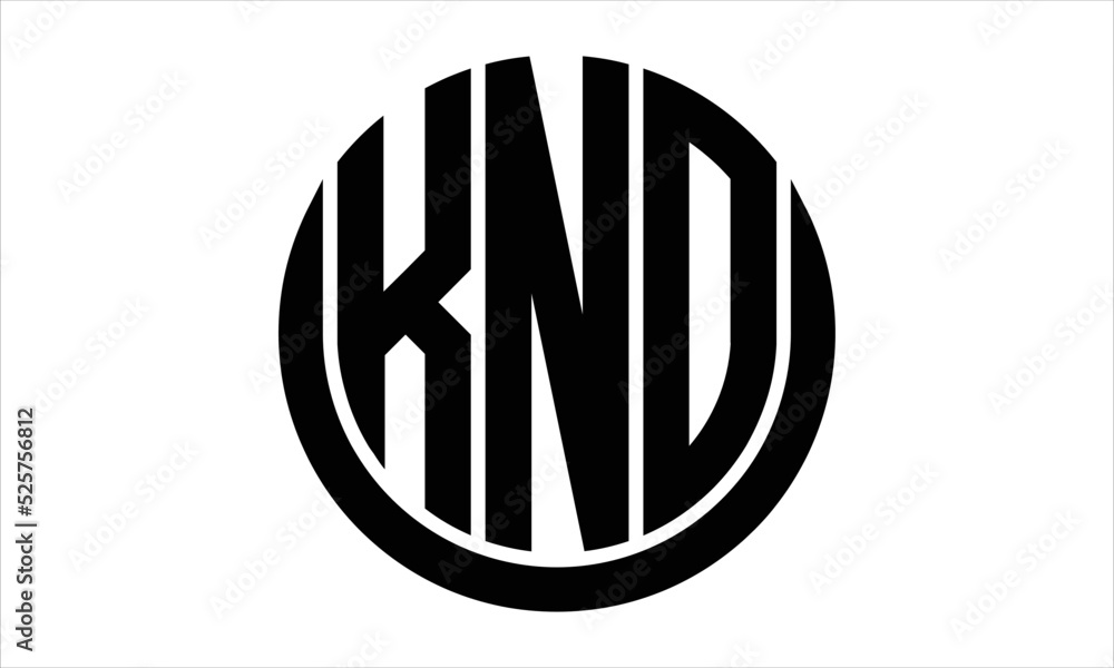 KNO three letter circle logo design vector template.  monogram symbol on black & white. - obrazy, fototapety, plakaty 