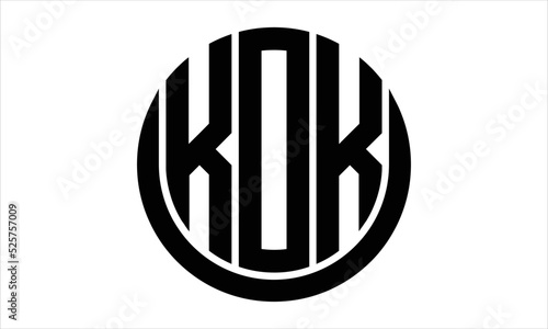 KOK three letter circle logo design vector template.  monogram symbol on black & white.
