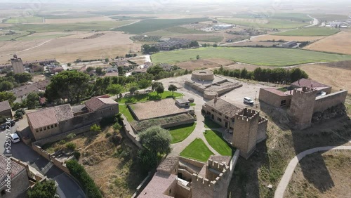 Aerial view of the Medieval area and fence of Artajona on the hill, Navarra photo