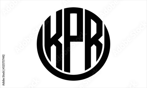 KPR three letter circle logo design vector template.  monogram symbol on black & white.