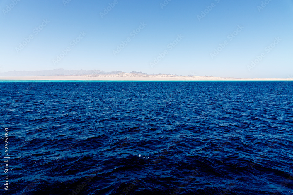Obraz premium View to the shore near Sharm el Sheikh from the Red sea