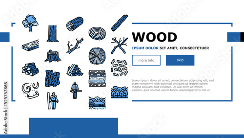 wood timber tree wooden material landing header vector