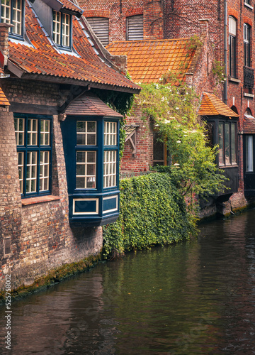 Houses along the canals of Brugge or Bruges, Belgium