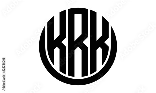 KRK three letter circle logo design vector template.  monogram symbol on black & white.