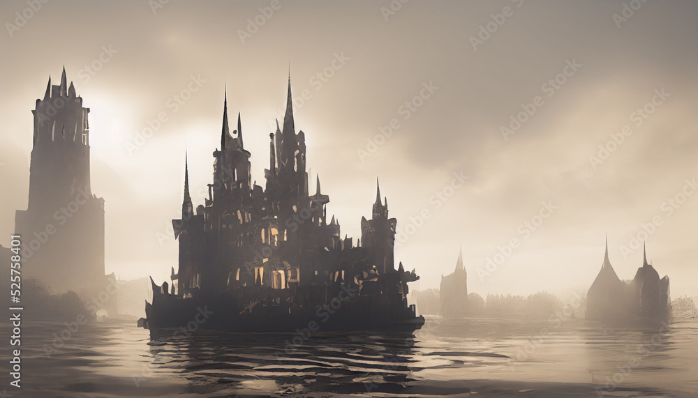 3D illustration Fantasy Castle Wallpaper HD. Beautiful 3D Castle Wallpaper