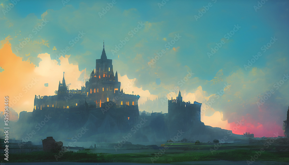 3D illustration Fantasy Castle Wallpaper HD. Beautiful 3D Castle Wallpaper