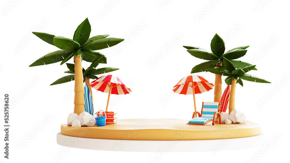 Obraz premium 3D Summer Beach Illustration