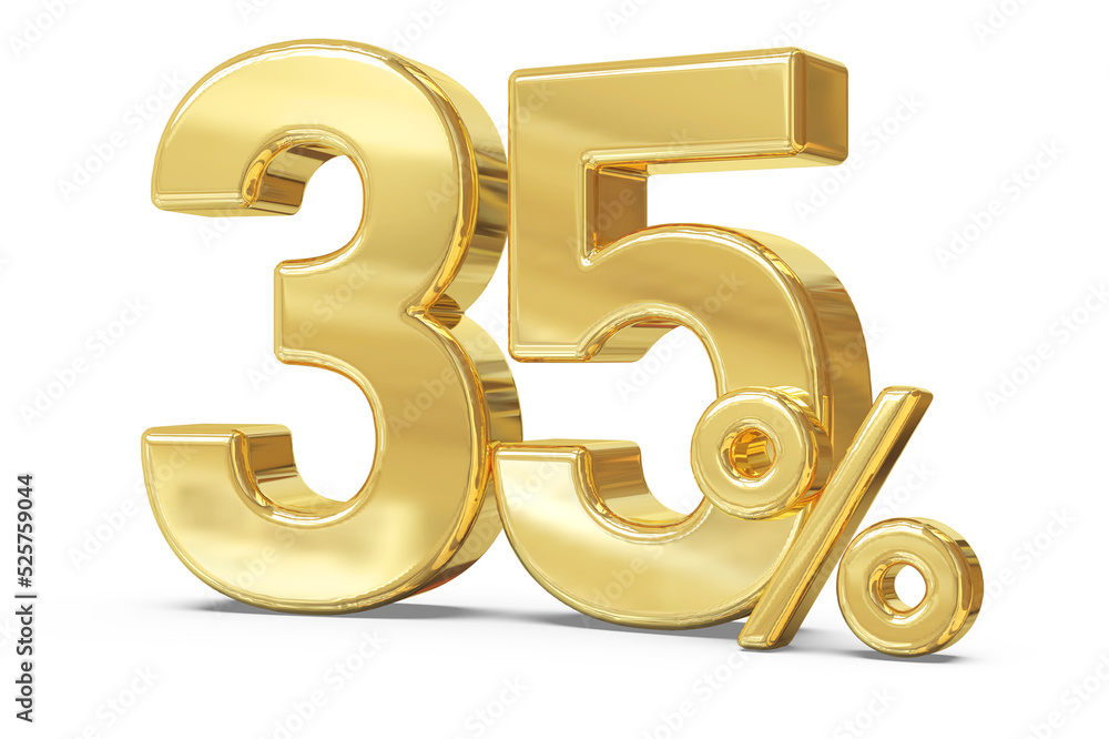 Fototapeta premium Sale 35 percent number gold 3d render with generative AI