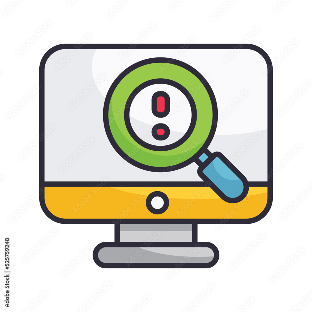 Error Research vector Filled Outline Icon Design illustration on White background. EPS 10 File Error Research vector Filled Outline Icon Design illustration on White background. EPS 10 File