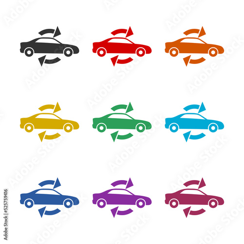 Car rent. Car sharing service icon. Set icons colorful