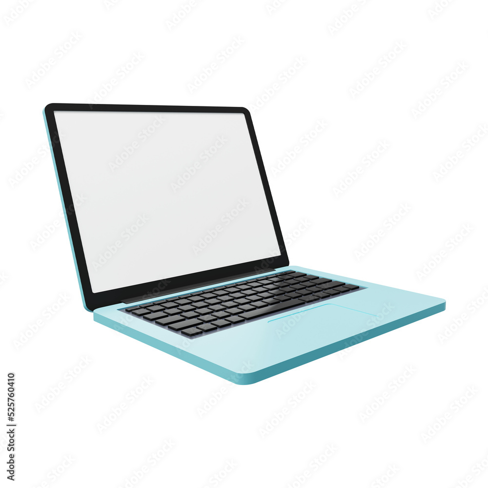 Laptop 3D render. Opened computer screen with keyboard. Laptop 3D render. Opened computer screen with keyboard.