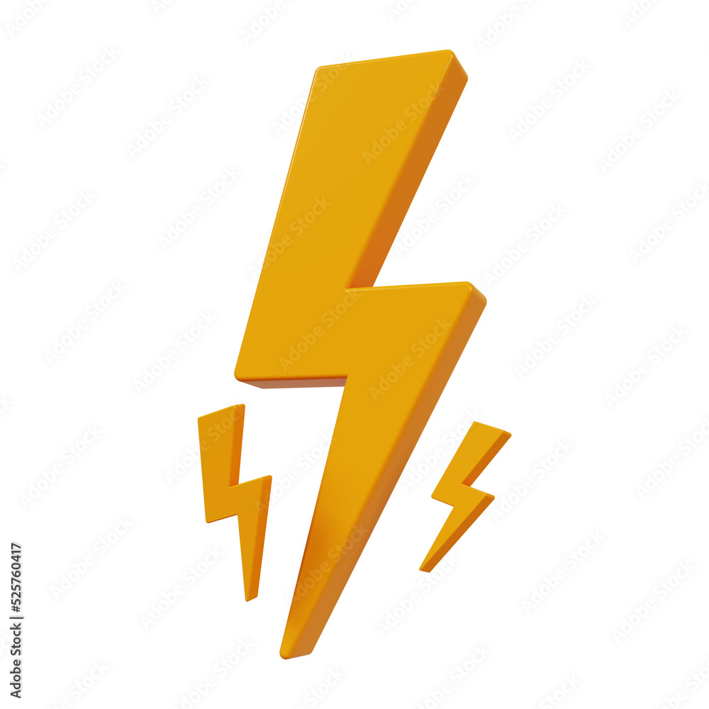 Lightning flash. Flash sale element. 3d render Lightning flash. Flash sale element. 3d render