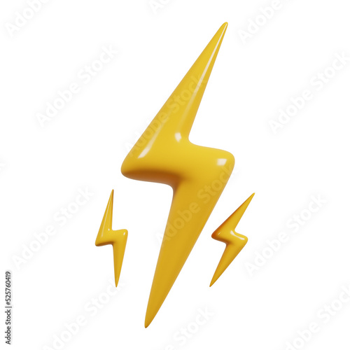 Lightning flash. Flash sale element.  3d render