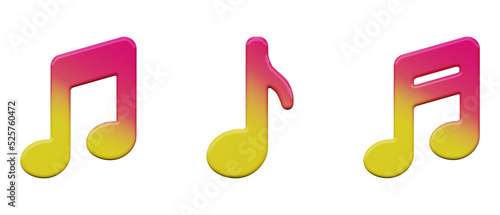 Musical notes icon. 3D render
