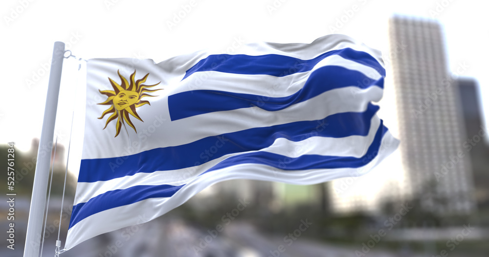 Fototapeta premium 3d illustration flag of Uruguay. flag symbols of Uruguay.