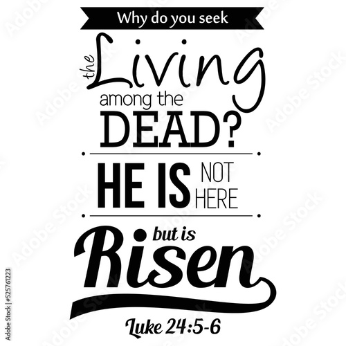 illustration of bible verse background with easter typography Luke 24 : 5, 6