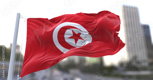 3d illustration flag of Tunisia. flag symbols of Tunisia. photo