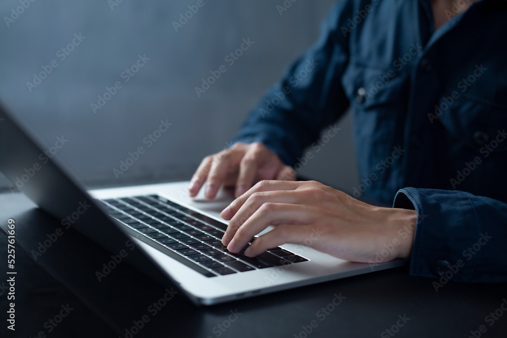 Person are using laptops, working or studying online at home. businessman using laptop work outside the office Person are using laptops, working or studying online at home. businessman using laptop work outside the office