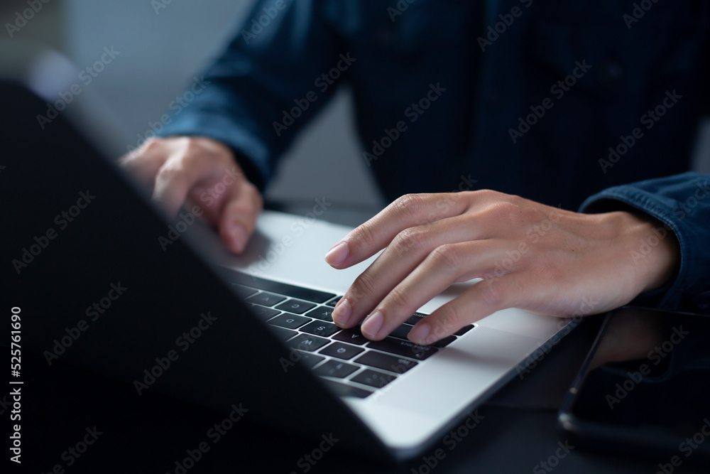 Person are using laptops, working or studying online at home. businessman using laptop work outside the office Person are using laptops, working or studying online at home. businessman using laptop work outside the office