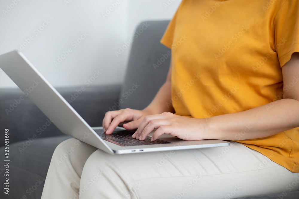 Person are using laptops, working or studying online at home. businessman using laptop work outside the office Person are using laptops, working or studying online at home. businessman using laptop work outside the office
