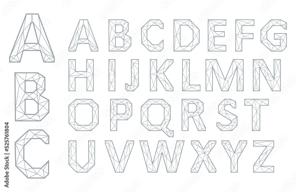 Alphabet Set. Gray letters on white background