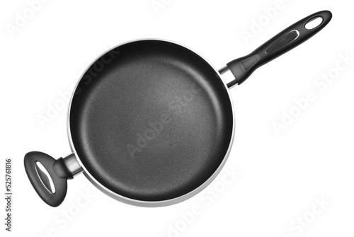 Top view of new empty frying pan