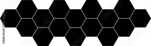 Fényképezés Black hexagon, honeycomb, design element, pattern with no strokes