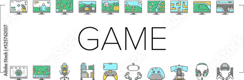 Video Game Electronic And Device Icons Set Vector