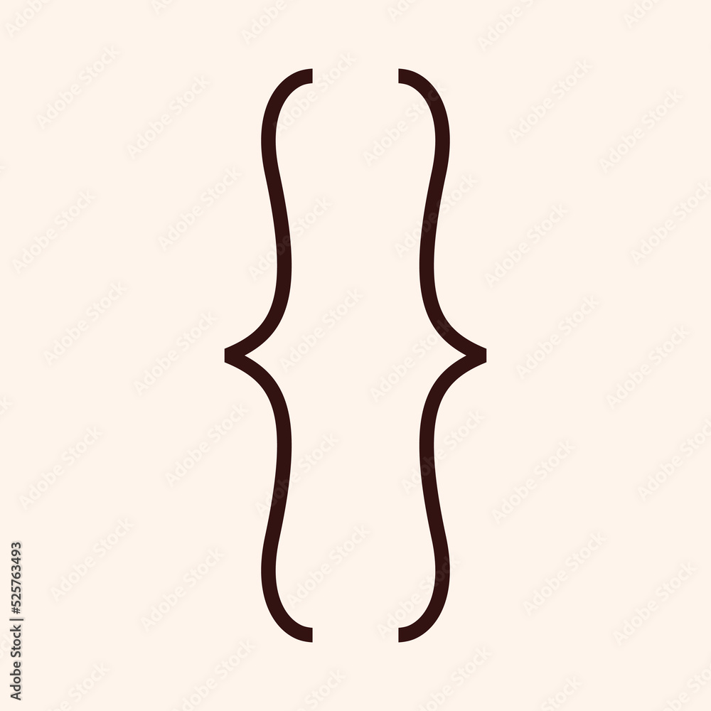 Double brackets. Curly angled and rounded braces pair, symmetric